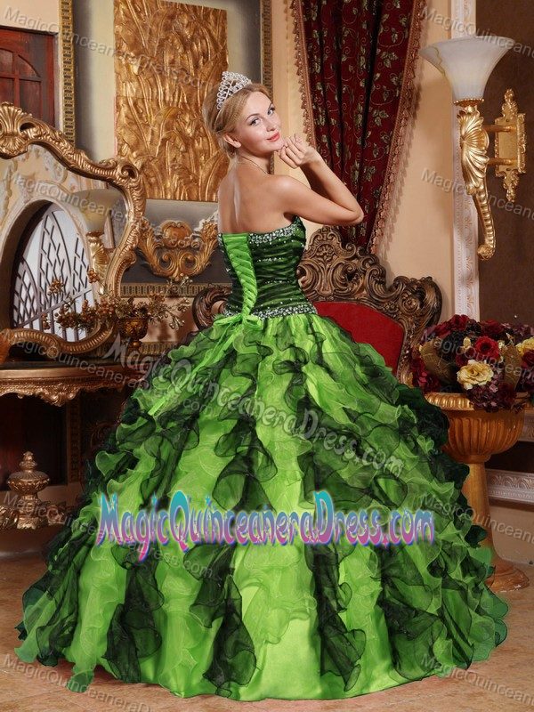 Beading and Ruffles Accent for Multi-Color Sweetheart Quinceanera Dresses