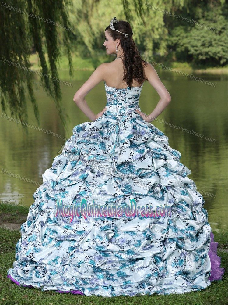 Pattern Pick Ups and Ruffled Layers Multi-color Dresses For Quinceanera