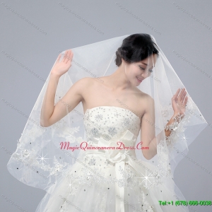 One Tier Drop Veil Cut Edge 2014 White Bridal Veils