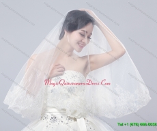 Two Tier Lace Edge Wedding Veils with Angle Cut