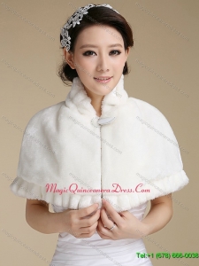 Elegant Faux Fur 2015 Shawl With Button Front Closure