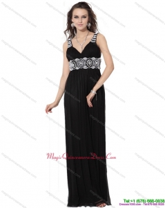 Affordable 2015 Pretty Black Long Dama Dresses with White Appliques