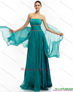 2015 Inexpensive Strapless Dama Dress with Ruching and Beading