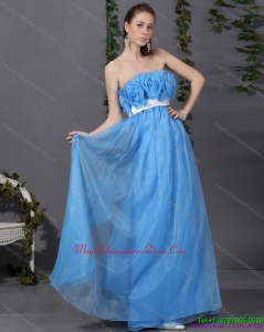 2015 Long Dama Dresses with Hand Made Flowers and Sash