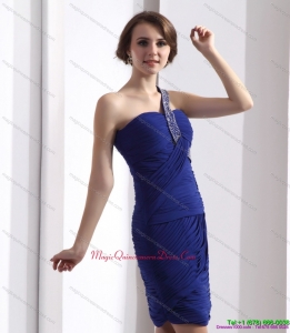 2015 One Shoulder Dama Dresses with Ruffles and Beading