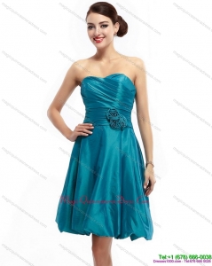 2015 Ruching Sweetheart Dama Dresses with Hand Made Flowers