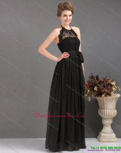 Gorgeous 2015 Halter Top Sash Dama Dress in Black