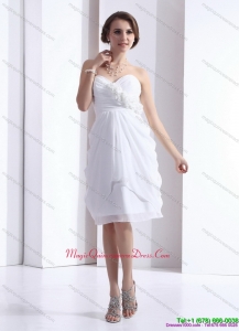 2015 Perfect Sweetheart White Dama Dress with Hand Made Flowers and Ruching