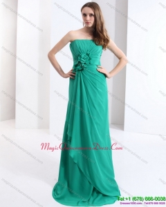 Affordable 2015 New Style Strapless Dama Dress with Hand Made Flowers and Ruching
