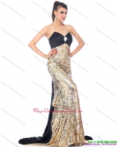 Affordable Brush Train 2015 Dama Dress with Ruching and Sequins