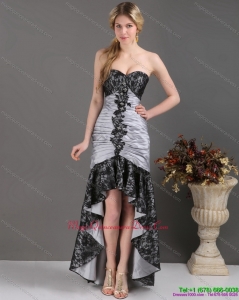 Affordable High Low Multi Color Dama Dresses with Ruching and Appliques