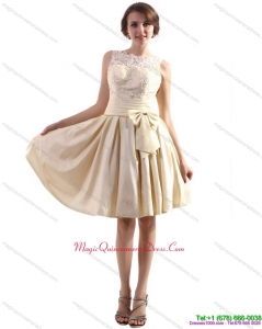 Affordable High Neck Dama Dresses with Ruching and Bowknot