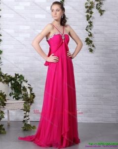 Affordable Hot Pink Dama Dress with Brush Train