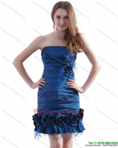 Affordable Ruching Strapless Dama Dresses with Hand Made Flowers