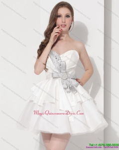 Affordable Sweetheart Ball Gown Dama Dress in White