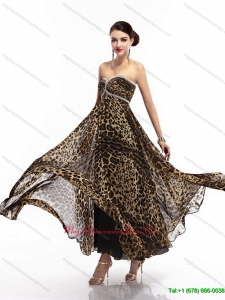 Affordable Sweetheart Leopard Floor Length Dama Dress for 2015