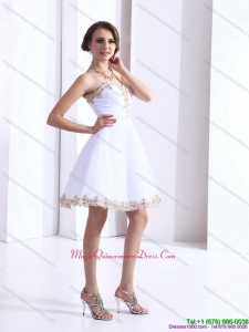 Affordable White Sweetheart Beaing Dama Gown with Appliques