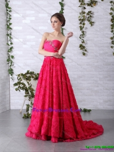 Exclusive Brush Train 2015 Dama Dress with Ruching and Beading