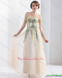 Exquisite 2015 Sweetheart Floor Length Dama Dress with Sequins