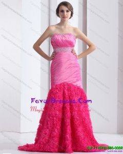 2015 Discount Strapless Dama Dress with Ruching and Beading