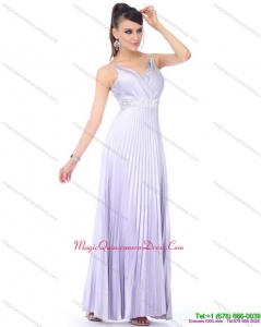 Affordable 2015 Empire Spaghetti Straps Dama Dress with Pleats and Beading