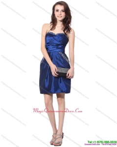 Discoun Navy Blue Sweetheart Dama Dresses with Ruching and Beading