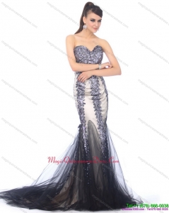 Discount 2015 Sweetheart Mermaid Dama Dress with Beading and Brush Train