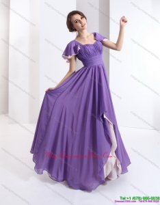 2015 Discount Dama Dress with Ruching and Cap Sleeves