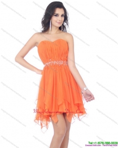 2015 Discount Sweetheart Beading and Ruching Dama Dress in Orange