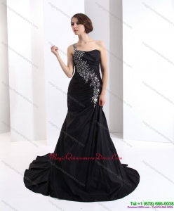Discount One Shoulder Dama Dress with Brush Train