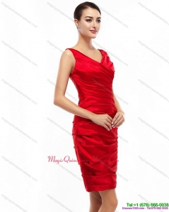 2015 New Arrival Mini Length Red Dama Dresses with Ruching