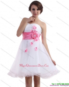 New Arrival 2015 Romantic Sweetheart White Dama Dress with Hand Made Flowers