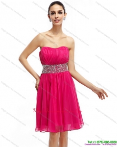 New Arrival Coral Red Strapless Dama Dresses with Ruching