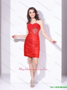 New Arrival Ruching Sweetheart Beading Dama Dresses in Red