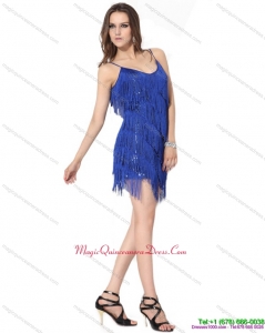 New Arrival Spaghetti Straps Short Dama Dresses with Sequins