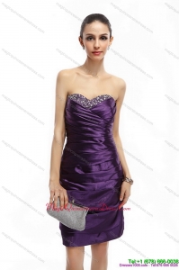 New Arrival Sweetheart Mini Length Dama Dresses with Ruching and Beading