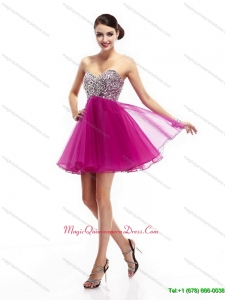 New Arrival and Beautiful Hot Pink Sweetheart Dama Dresses