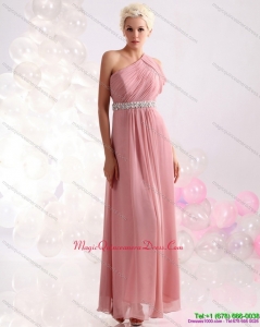 2015 New Arrival One Shoulder Dama Dress with Beading and Ruching