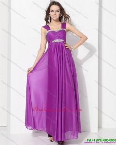 New Arrival Floor Length Dama Dress with Ruching and Beading