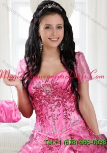 Elegant Hot Pink Open Front Quinceanera Jacket for Special Occasion
