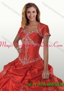 Exclusive Red Open Front Quinceanera Jacket With Appliques