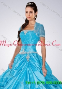 Sky Blue Brand New Organza Quinceanera Jacket With Appliques