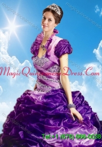 Lovely Fuchsia Organza Quinceanera Jacket with Ruffles
