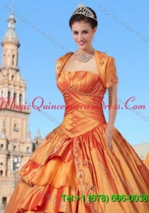 New Style Taffeta Orange Quinceanera Jacket with Embroidery