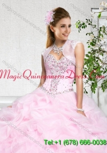 Popular Baby Pink Organza with Beading Sleeveless Quinceanera Jacket
