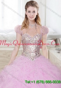 Beautiful Tulle Ruffls and Beading Quinceanera Jacket in Lilac