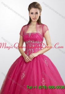 Fashionable Tulle Hot Pink Quinceanera Jacket with Beading