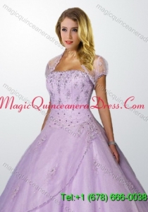 Popular Tulle Appliques and Beading Quinceanera Jacket in Lavender
