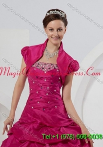 Custom Made Open Front Short Sleeves Fuchsia Quinceanera Jacket For 2015