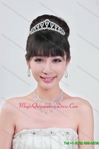 Magnificent Alloy With Rhinestone Ladies Necklace and Tiara